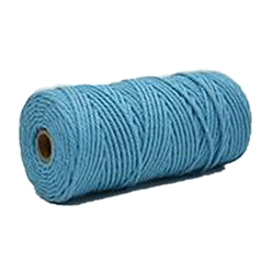 Light Sky Blue Cotton String Threads, Macrame Cord, Decorative String Threads, for DIY Crafts, Gift Wrapping and Jewelry Making, Light Sky Blue, 3mm, about 109.36 Yards(100m)/Roll