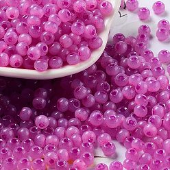Orchid Glass Seed Beads, Imitation Cat Eye, Rondelle, Orchid, 4x3.3mm, Hole: 1.4mm