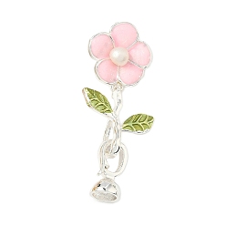 Серебро Застежки-бабочки из латуни с эмалью, с пресноводным жемчугом, серебряные, 41.5 мм