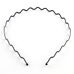 Black Hair Accessories Iron Wavy Hair Band Findings, Black, 126mm