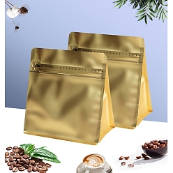 Gold Rectangle Composite Material Ziplock Mylar Stand Up Bag, Smell Proof Resealable for Packaging Pouch Party Favor Food Lipgloss Jewelry Storage, Gold, 14.5x13.5x8cm