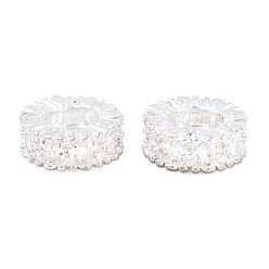 Серебро Латунь микропаве прозрачный кубический цирконий европейский бисер, колесо рондель, бусина с большим отверстием, долговечный, стойки покрытие, без свинца и без кадмия, серебряные, 10x4 мм, отверстие : 5 мм