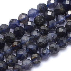 Iolite Natural Iolite Beads Strands, Round, Faceted, 5mm, Hole: 0.8mm, about 78pcs/strand, 15.1 inch(38.5cm)