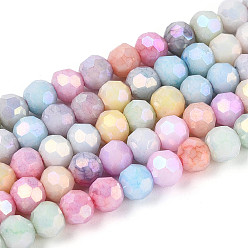 (52) Непрозрачная лаванда Антикоррозийные гальванические стеклянные бусины, имитация драгоценных камней, круглые, с покрытием AB цвета, граненый(32 граненый), разноцветные, 4~4.5x3.9 мм, отверстие : 0.8 мм, около 99~100 шт / нитка, 14.76~15.75'' (37.5~38 см)