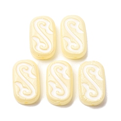 Светлый Золото-желтый Бусины лэмпворк , овал с амулетом, светлый золотарник желтый, 20x12x6~7 мм, отверстие : 1.2~1.4 мм