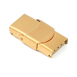 Золотой Ионное покрытие (IP) 201 застежки ремешка для часов из нержавеющей стали, с четырьмя пилообразными, прямоугольные, золотые, 26x13 мм, отверстие : 10x2~3 мм