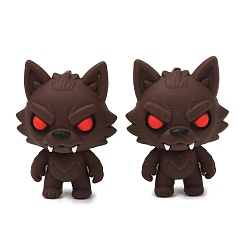 Wolf Halloween Silicone Focal Beads, Werewolf, 31x23x16mm, Hole: 3mm