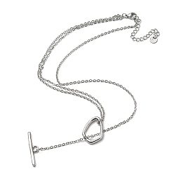 Stainless Steel Color 304 Stainless Steel Lariat Necklaces for Women, Cable Chains with Toggle Clasps, Stainless Steel Color, 18.50 inch(47cm)