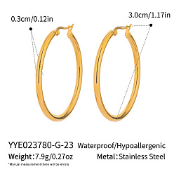 Настоящее золото 18K Крюк из нержавеющей стали серьги, реальный 18 k позолоченный, 30x3 мм