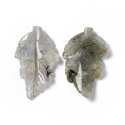 Labradorite Natural Labradorite Pendants, Leaf Charms, 41.5x25~26x5mm, Hole: 0.8mm