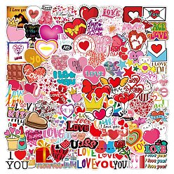 Heart Valentine's Day Theme Waterproof PVC Adhesive Stickers, for Suitcase, Skateboard, Refrigerator, Helmet, Mobile Phone Shell, Valentine's day Themed Pattern, 50~80mm, 100pcs/set