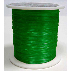 Green Flat Elastic Crystal String, Elastic Beading Thread, for Stretch Bracelet Making, Dyed, Green, 0.8mm, about 65.61 yards(60m)/roll