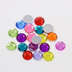 Mixed Color Faceted Half Round/Dome Acrylic Rhinestone Flat Back Cabochons, Mixed Color, 10x3mm