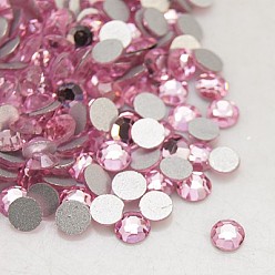 Rose Clair Perle de verre plat de l'arrière, Grade a, dos plaqué, facette, demi-tour, rose clair, 3.8~4 mm, sur 1440 PCs / sac