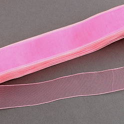Hot Pink Breast Cancer Pink Awareness Ribbon Making Materials Organza Ribbon, Hot Pink, 3/8 inch(10mm), about 100yards/bundle(91.44m/bundle)