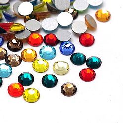 Mixed Color Glass Flat Back Rhinestone, Grade A, Back Plated, Faceted, Half Round, Mixed Color, 1.7~1.8mm, about 1440pcs/bag