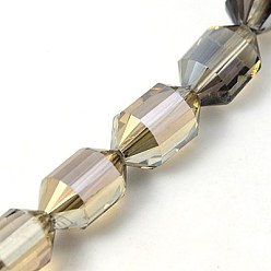 Camel Electroplated Glass Beads, Rainbow Plated, Faceted, Lantern, Camel, 16x10mm, Hole: 1mm