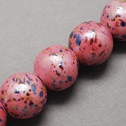 Фламинго Фарфоровые бусины ручной работы, жемчужные, круглые, фламинго, 10 мм, отверстие : 3 мм