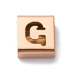 Letter G Ионное покрытие (ip) 304 квадратные подвески-слайдеры из нержавеющей стали, розовое золото , Буква G, 9x8x4 мм, отверстие : 3.5x8.5 мм