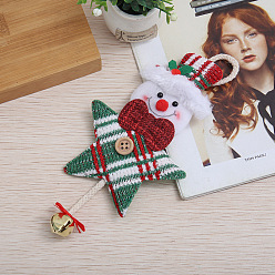 Снеговик Рождественский бархат с подвесками-колокольчиками, для подвесного украшения елки, звезда, снеговик, 220x100 мм