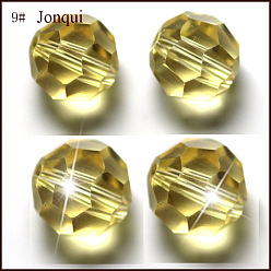 Champagne Yellow Imitation Austrian Crystal Beads, Grade AAA, Faceted(32 Facets), Round, Champagne Yellow, 10mm, Hole: 0.9~1mm