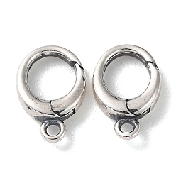 Antique Silver 925 Thailand Sterling Silver Spring Gate Rings, Tibetan Style Round Clasps, with 925 Stamp, Antique Silver, 12x8x2.5mm, Hole: 1.4mm