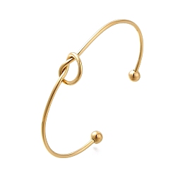 Золотой 304 женские браслеты-манжеты с узлом из нержавеющей стали, браслеты крутящего момента, золотые, 0.2~1.15 см, внутренний диаметр: 2-1/2x1-3/4 дюйм (6.35x4.45 см)