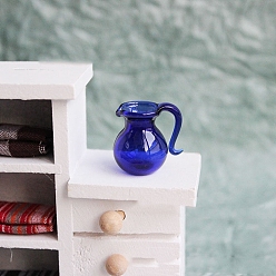 Королевский синий Мини-стеклянный чайник с соком, украшения, аксессуары для кукольного домика с микро-ландшафтом, притворяясь опорными украшениями, королевский синий, 22x22 мм