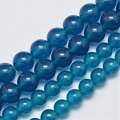 Prussian Blue Natural & Dyed Malaysia Jade Bead Strands, Round, Prussian Blue, 8mm, Hole: 1.0mm, about 48pcs/strand, 15 inch