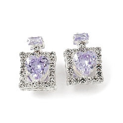 лаванда Латунные микро проложить кубического циркония бусы, Флакон духов, со стразами, лаванда, 17.5x12.5x14 мм, отверстие : 1.2 мм