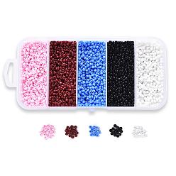 Mixed Color 6000Pcs 5 Colors Glass Seed Beads, Opaque Colours Seed, Round, Mixed Color, 12/0, 2mm, Hole: 1mm, 1200pcs/color