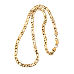 Настоящее золото 22K 7мм 304 ожерелья из нержавеющей стали с цепочкой Фигаро для женщин и мужчин, вакуумное покрытие pvd, реальный 22 k позолоченный, 23.62 дюйм (60 см)