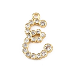 Letter E Латунные микро проложить кубического циркония подвески, стойки покрытие, долговечный, без кадмия и без свинца, реальный 18 k позолоченный, Письмо E, 19x12x2 мм, отверстие : 1.5 мм