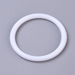 White Hoops Macrame Ring, for Crafts and Woven Net/Web with Feather Supplies, White, 49.5x4.5mm, Inner diameter: 40.5mm