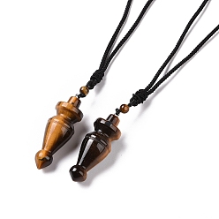 Тигровый глаз Ожерелье с подвеской в форме маятника из натурального тигрового глаза с нейлоновым шнуром для женщин, 32.28~35.04 дюйм (82~89 см)