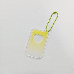 Yellow Gradient Acrylic Disc Pendant Decoration, with Ball Chains, for DIY Keychain Pendant Ornaments, Mobile Phone Shape, Yellow, 70x40mm