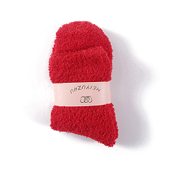 Red Polyester Faux Fur Knitting Socks, Winter Warm Thermal Socks, Red, 250x70mm