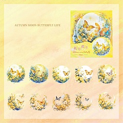 Butterfly Pet Floating Flower Moon Sticker, DIY Gu Card Sticker Creative Children's Sticker, Butterfly, 80x80mm, 20Pcs/set