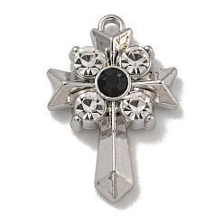 Платина Стойки обшивки кулон сплава, с ринеттином, без свинца и без кадмия, крестик, платина, 13x12.5x3.5 мм, отверстие : 1.2 мм