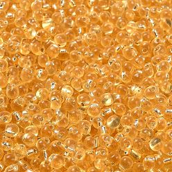 (DP3) Silverlined Gold Миюки 3.4мм капельные бусины, японский бисер, серебряная подкладка, (dp3) посеребренное золото, 3.4x3 мм, отверстие : 0.65 мм, Около 900 шт / 50 г