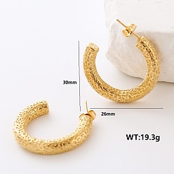 Золотой Серьги-гвоздики из нержавеющей стали с текстурой в форме буквы С, золотые, 30x26 мм