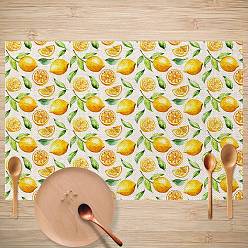 Lemon Summer Theme Linen Placemats, Oilproof Anti-fouling Hot Pads, for Cooking Baking, Lemon Pattern, 300x450mm