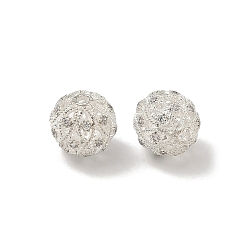 Серебро Латунные микропаве из прозрачного кубического циркония, без кадмия и без свинца, стойки покрытие, долговечный, полый круглый, серебряные, 10.5 мм, отверстие : 1.6 мм