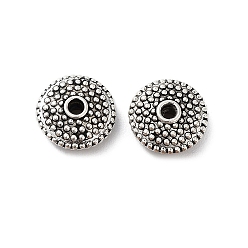 Antique Silver Tibetan Style Alloy Beads, Cadmium Free & Lead Free, Flat Round, Antique Silver, 10x4mm, Hole: 1.4mm
