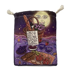 Food Canvas Cloth Packing Pouches, Drawstring Bags, Rectangle, Food Pattern, 15~18x13~14cm