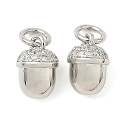 Платина Латунные микро проложить кубического циркония подвески, чары из фундука, долговечный, без кадмия и без свинца, стойки покрытие, с целью перехода в кольце, платина, 10x6.5 мм, отверстие : 3.3 мм