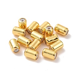 Real 18K Gold Plated Brass Beads, with Rubber, Column, Slider Beads, Stopper Beads, Real 18K Gold Plated, 8x5mm, Hole: 2mm