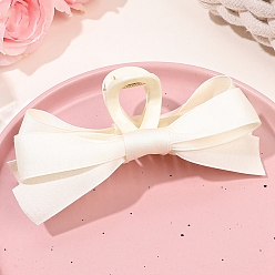 Light Goldenrod Yellow Double-sided Ribbon Bowknot Plastic Claw Hair Clips, For Thick Thin Hair, Light Goldenrod Yellow, 60x152mm