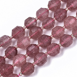 Strawberry Quartz Natural Strawberry Quartz Beads Strands, Oval, Faceted, 8x7mm, Hole: 0.8mm, about 40pcs/strand, 14.76 inch(37.5cm)