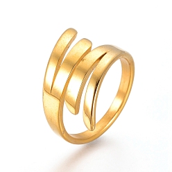 Golden Unisex 304 Stainless Steel Finger Rings, Golden, Size 7, 17mm